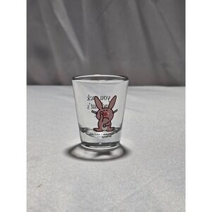 Jim Benton ICUP You Suck And That's Sad Crying Bunny Shot Glass Vintage Novelty